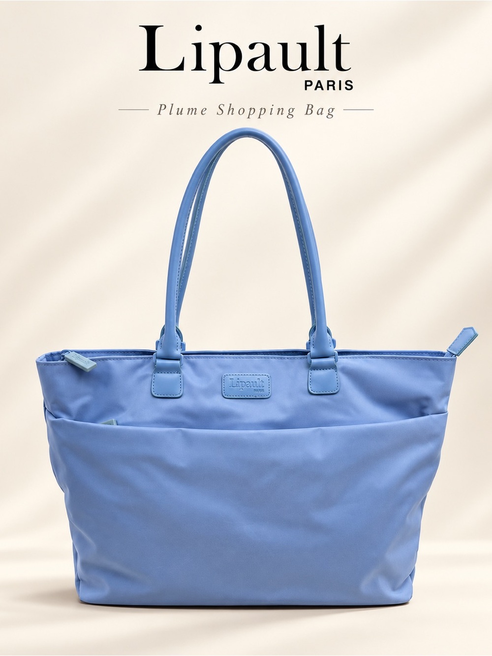 Lipault Paris Plume Periwinkle Blue Nylon Shopping Tote Travel Shoulder Bag
